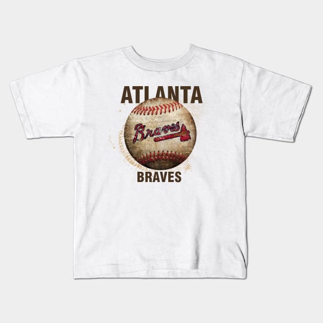 atlanta braves retro Kids T-Shirt by Semhar Flowers art